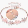 Damen-Link-Armbänder, rosévergoldet, rosa Katzenauge-Opal-Blumenkette, Fußkettchen, modischer Charme, beliebte trendige Accessoires, Armreifen, Schmuck