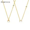 ANDYWEN 925 Sterling Silver Gold Small 26 Letters A Z Zircon CZ Pendant Monogram Necklace Me Initial Alphabet M A Jewelry 220722