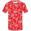 Czerwona chustka moda 3d drukuj T Shirt mężczyźni hiphopowy sweter Tshirt Casual koszulka z krótkim rękawem topy O neck odzież wierzchnia 220610