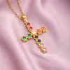 Pendanthalsband Cross Halsband Charm Rhinestone Couples smycken Kvinnor Män religion Julklapp Lady Halspendant