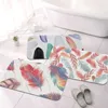 Tapis géométrique plume Art imprimé flanelle tapis de sol salle de bain décor tapis antidérapant pour salon cuisine bienvenue paillasson tapis