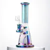 Rainbow Style Glass Water Pipes Hookahs 7 Färger Huvudglas Bongs 9 tum Dab Rigs med 14 mm Female Joint Bowl Banger Rökningstillbehör ZDWS2005
