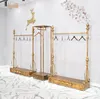 Clothing rack floor type cloth shop rack Commercial Furniture European iron retro display racks hanging clothes shelf gold bronze