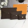 Designer Cosmetic Bags Brands Women Genuine leather coin purse short hasp 3 set Envelope Bag wallet Card holder Purses pochette kirigami clutch Bag 62034