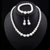 Promotion Bride Jewelry Of Hot Creative Imitation Pearl Necklace Bracelet Earrings Piece Costume Wedding Jewerly Set