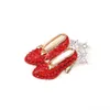 10 Pcs/Lot Fashion Brooches Red Crystal Rhinestone High-Heeled Wizard Of Oz Shoes Brooch Pins For Gift Decoration