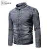 SITEWEIE Autumn and Winter Solid Color Plus Velvet Stand Neck Coat for Men Thicken Denim Jacket Men Clothing Jeans Coat L482 201104