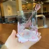 300 ml Starbucks Laser Sakura Tassen rosa Kaffeewasserbecher mit Rührstange große Kapazität Gutes Geschenkprodukt 671 E3