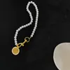 Designer Short Pearl Rhinestone Orbit Halsband Clavicle Chain Baroque Pearl Choker Punk halsband för kvinnor Smycken Presentkvalitet