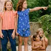 22SS Kids Girls Summer Dresses Brand Designer Clothes for Children TC TODDLER Kort ärm Orange Print 220426