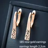Hoop Huggie Romantische verloving Geschenk oorbellen 585 Rose Gold Color Earring For Women Fashion Jewelry Wedding Accessories 389 LK6HOOP ODET22