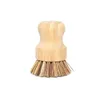 Ronde En Bois Brosse Poignée Pot Plat Ménage Sisal Palm Bambou Cuisine Tâches Frotter Brosses De Nettoyage transport maritime 288 pcs DAP469