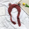 Berets Autumn Winter Knitted Cap Hand-made Hair Band Cute Frog Earmuff Students Wool Children Knitting CapBerets