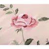 WOSTAR Rose flore broderie design drap de lit plat couleur unie coton sergé lin literie luxe textiles de maison reine roi taille 220514