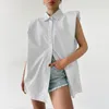 Chemisiers pour femmes Chemises Femmes Streetwear Hauts sans manches Col à revers Boutons Lâche Couleur unie Décontracté Soirée Club Été Blanc / Violet