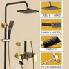 Black Gold Shower Faucet Set Space Aluminum Rainfall Bathroom Shower Mixer Faucets with Bidet Hot Cold Water Mixer Tap