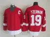 Mens Vintage 19 Steve Yzerman 하키 유니폼 75주년 홈 레드 저지 클래식 1992 국가 대표팀 1984 Campbell 스티치 C 패치 M-XXXL