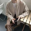 남성 드레스 셔츠 한국 면화 캐주얼 셔츠 남성 패션 단색 비즈니스 남성 Streetwear 야생 느슨한 긴 소매 M-2XLMen's