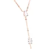 Chains 100% 925 Sterling Silver Rose Gold 3 Colors Geometric Various Shaped Small CZ Stone Sexy Long Y Lariat Necklace For WomenChains