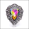 Klamry Haczyki Odkrycia biżuterii Komponenty Style Vintage Colorf Rainbow Crystal 18 mm Snap Button dla przycisków Snaps Dhttw