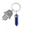 Fashion Natural Quartz Stone KeyRing Yoga Pendant Keychain Evil Eye Palm Women Bag Handle Car Jewelry Accessories