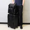 Koffer, 100 % echtes Leder, Reisegepäck mit Handtasche, Herrenkopf, Rindsleder, Universalrad, Krokodilmuster, Koffer, 20-Zoll-Boarding-Koffer