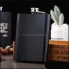 Hip Flasks Drinkware Kitchen Dining Bar Home Garden 8Oz Ounce Black Wine Pot Portable Adt Outdoors Matte Stainless Steel English Letter M