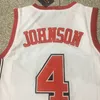 NCAA Basketball UNLV Rebels College 4 Larry Johnson Jersey Team Color White 스포츠 팬을위한 모든 스티치 통기성 면화 대학 유니폼 양질