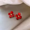 Kwiat Stadniny Kolczyki Czerwony Płatek Kolczyk Dla Kobiety Koreański Moda Biżuteria Weddings Party Akcesoria Prezent