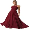 Women Halter Bridesmaid Dresses Long Chiffon Formal Dresses Evening Party Dress