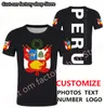 PÉROU t-shirt bricolage gratuit nom personnalisé numéro par t-shirt nation drapeau pe république péruvienne espagnol pays collège texte p o vêtements 220620