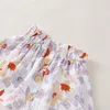 Kledingsets Baby Girl Summer Rok Pak Floral Print Mouwloze elastische bust tops knop verfraaid 2 stks kleding setsclothing