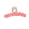 Sweet Pink Heart Hair Claw Women Korean Acrylic Clamps Fashion Bath Ponytail Clips Hairpin Femme Hair Accessories