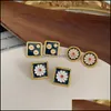 Stud Earrings Jewelry Korean Retro Embossed Small Daisy Flower 925 Sier Needle Simple Square Round Fresh Drop Delivery 2021 Uehsw