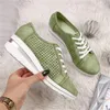 Klänning Skor Kil Sommar Höst Casual Canvas Sneakers Andas Plattform Meddle Häl spetsad tå Pump Mesh