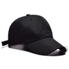 Mens Womens Black Color Adjustable Casual Baseball Cap Metal Rings Plain Hat Cotton Blend Fashion Caps