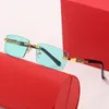 Designersolglasögon för män för kvinna Polarisera Sport Fyrkantiga solglasögon utan bågar Oversized Fashion Panther Metall Lyxmärkesbågar Carti Glasögon Körglasögon