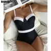 Riseado Sexig Push Up Baddräkt Mesh Insert Women's Swimewear Solid Swimming Suit for Women Underwired Bathing Suits 220505