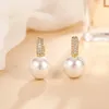 Stud Classic Wedding Party Jewelry Luxur Zircon Earrings Elegant Crystal Pearl Earring for Women Accessories Moni222