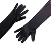 Sexy Black Stretch Satin Flash Diamond Women Luve Long Women Buddy Punk Hiphop Dinner Glove Full Full Warm Driving Mittens R78 J220719