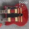 I lager ny ankomst anpassad dubbel halsgitarr g 1275 modell elektrisk gitarr toppkvalitet i vin röd 20200705 gyllene tillbehör gitarr gitarra