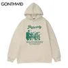 Hip Hop Sweat à capuche Streetwear Hommes Vintage Bande de dessin animé imprimé coton à capuche hiver Harajuku Pull Noir 220325