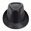 Breda randen hattar Mistdawn Högkvalitativ läder för män fedora trilby hatt gentleman vinterpanama mössa