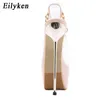 Sandals Eilyken Metal Chain Decoration Back Elastic Band Women Sandals High Heels Summer Fashion Pvc Transparent Ladies Pumps Shoes 220318