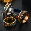 Anello da dito in acciaio al titanio con diamante da 8 mm Anello da donna in cristallo gotico di lusso per uomo, accessori per gioielli per feste di nozze