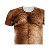 3d Print T Shirt For Men Animal Naked Hairy Man Nude Skin Chest Muscle Funny Tshirt Harajuku Fake Shirts Stranger2278767