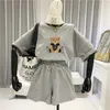 Kvinnor Tracksuits Two Piece Leisure Pending Sports Suit Cartoon Tryckt Kort ärm T-shirt Wide Leg Hong Kong Style Womens Set