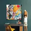 Colorful Wall Decor Abstract Wall Art Canvas Painting Pictures Funny Monkey Elegant Lady Portrait Poster and Prints for Living Room Bedroom Office