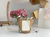 Summer Designer Bags Straw Woven Bucket Bag Stitched Genuine Leather Crossbody Beach Bag