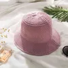 Kova Şapka Kadın Yaz Kore Sürümü Güneş ve Güneş Kremi Katlanabilir Vahşi Plaj Katı Renk Havzası Kap Dokuma G220418